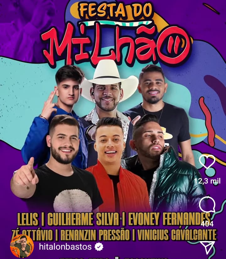 Para comemorar um milhão de seguidores no Instagram, Hitalon Bastos realizará em Palmas, festa para convidados nesta terça-feira, 11