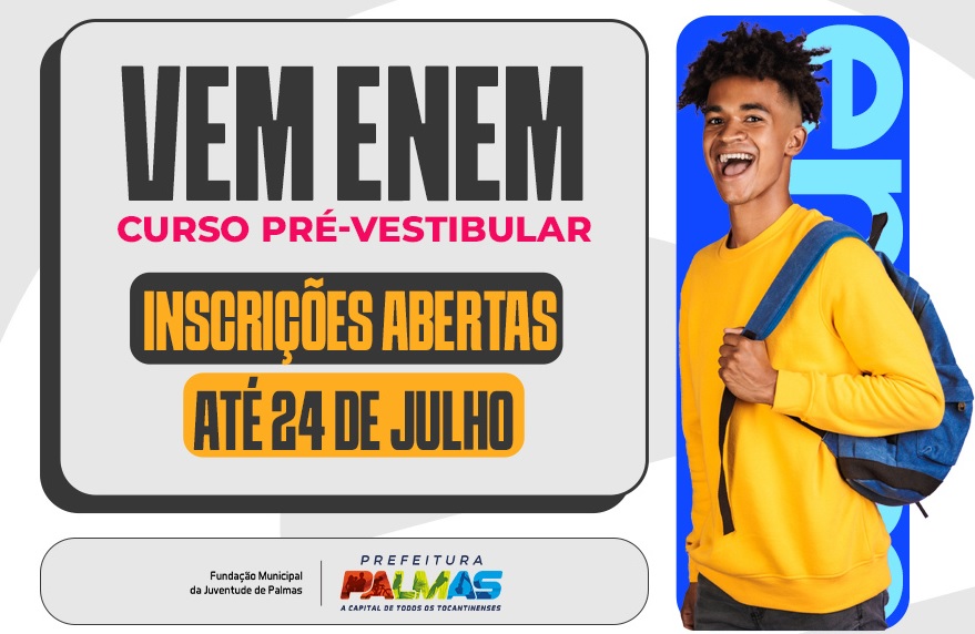 Prefeitura de Palmas abre 700 vagas para cursinho Pré-vestibular