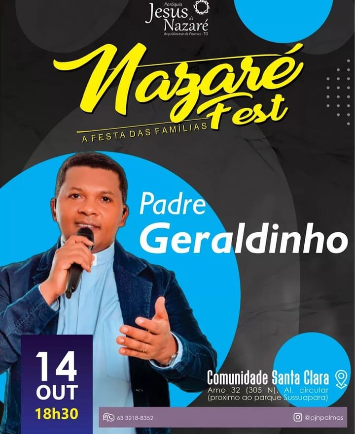 Padre Geraldinho e Banda animam Nazaré Fest neste sábado, 14, na região norte de Palmas