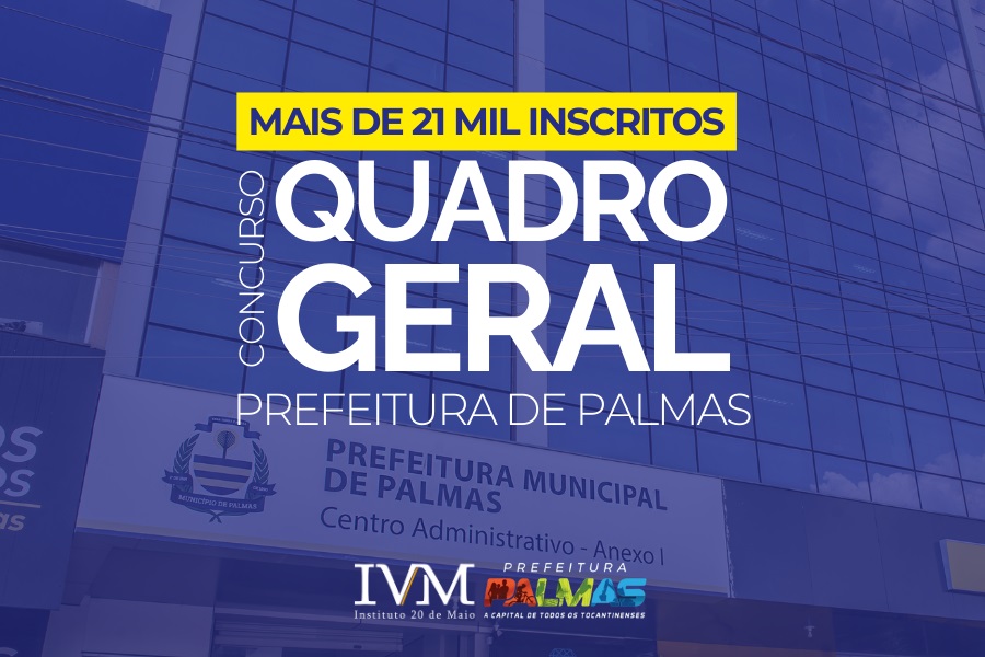 Concurso para o Quadro Geral da Prefeitura de Palmas recebe mais de 21 mil inscritos