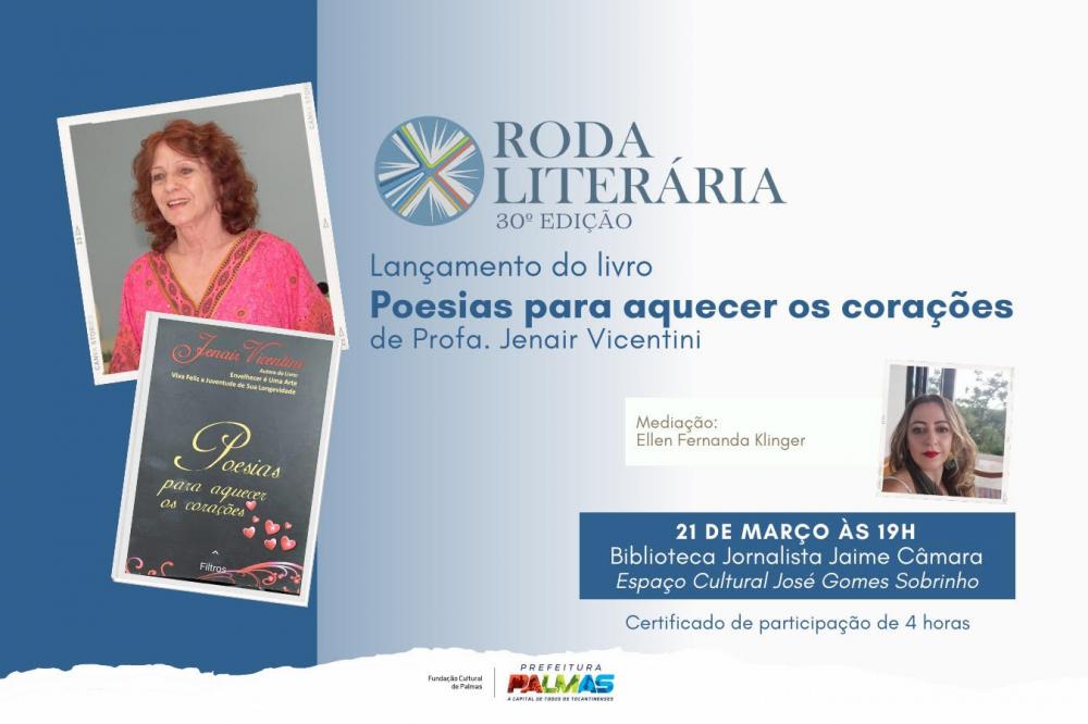 Professora Jenair Vicentini lança livro de poesia na 30° Roda Literária, nesta quinta-feira, 20