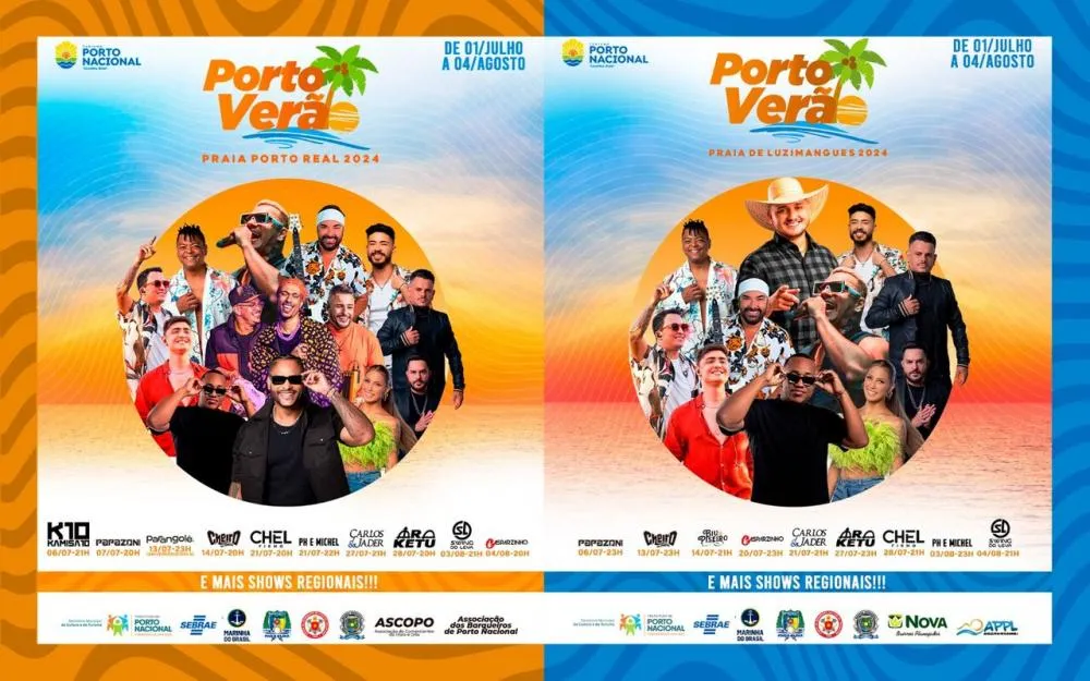 Com Parangolé confirmado para o aniversário de Porto Nacional, prefeitura divulga programação de shows nacionais das praias de Porto Real e de Luzimangues