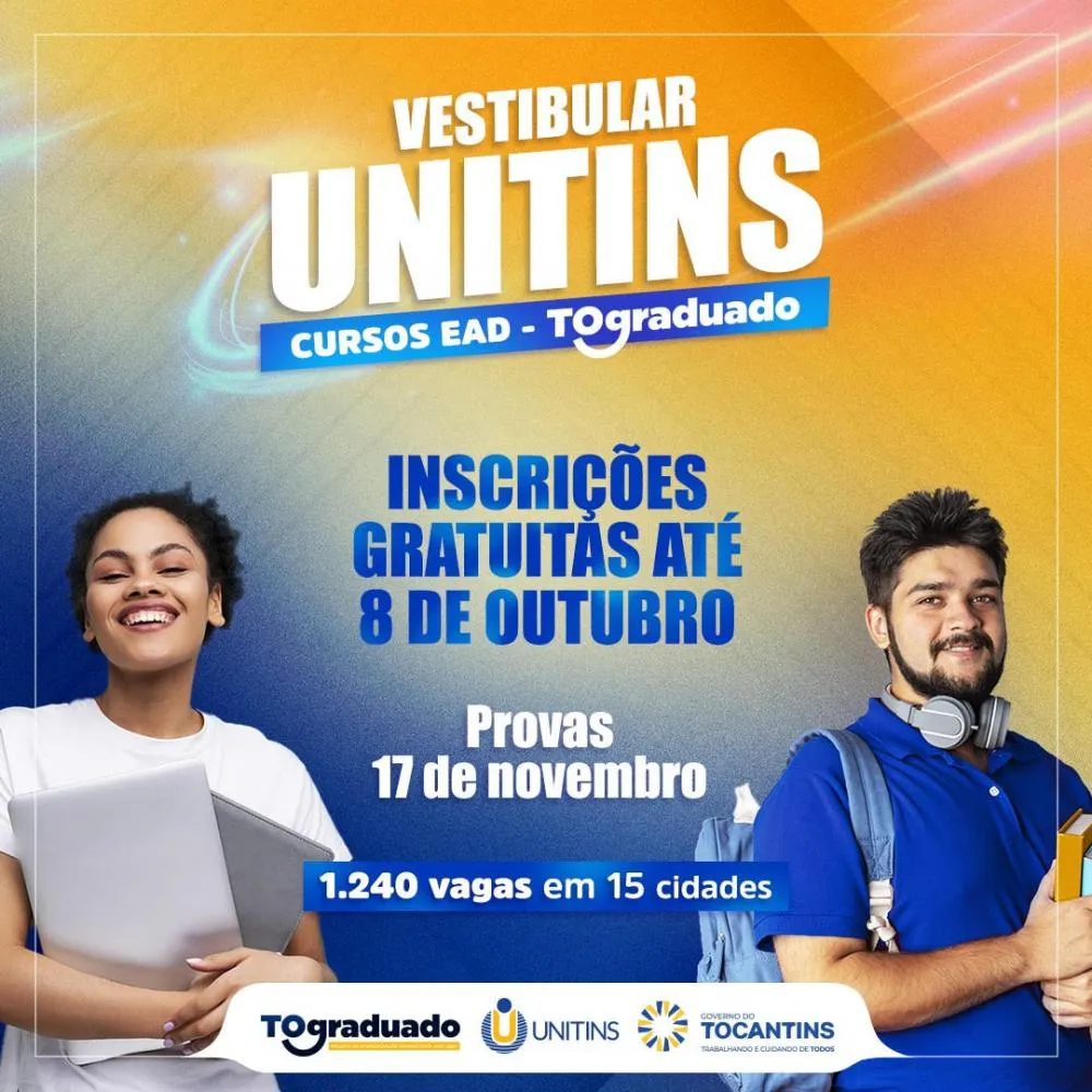 Unitins inscreve para o vestibular 2025/1 do TO Graduado a partir desta segunda, 2
