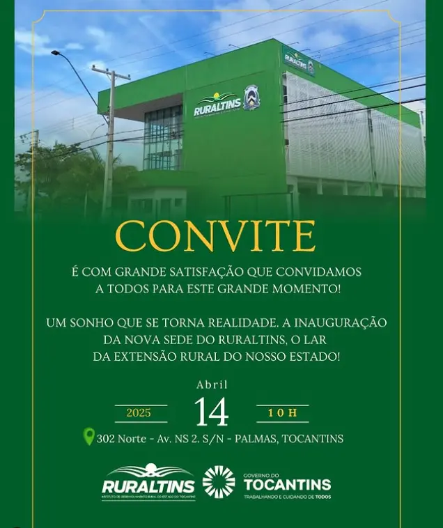 Governador Wanderlei Barbosa inaugura nova sede do Ruraltins em Palmas nesta segunda-feira, 14