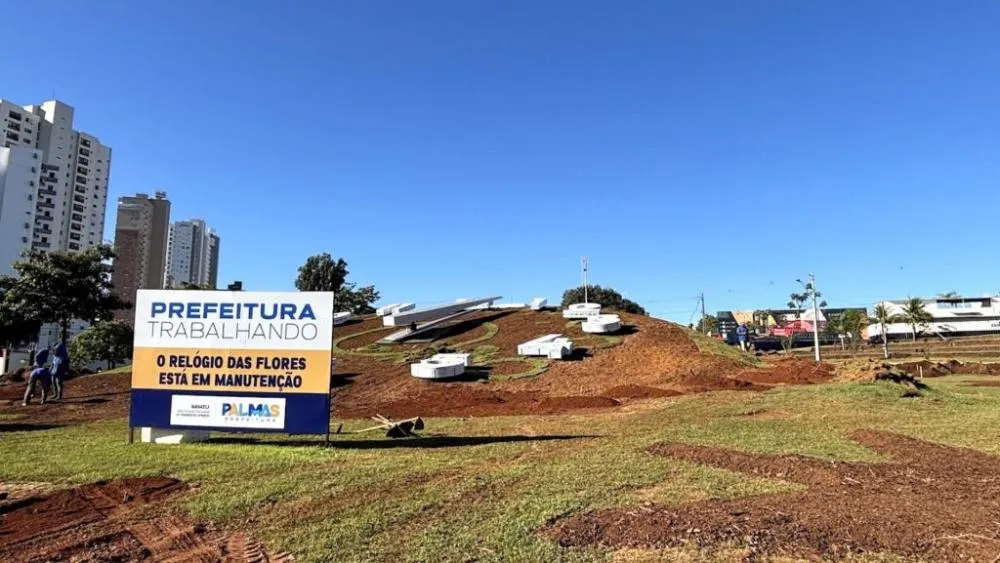 Revitalização no Relógio das Flores em Palmas exige atenção de motoristas e pedestres na LO-09