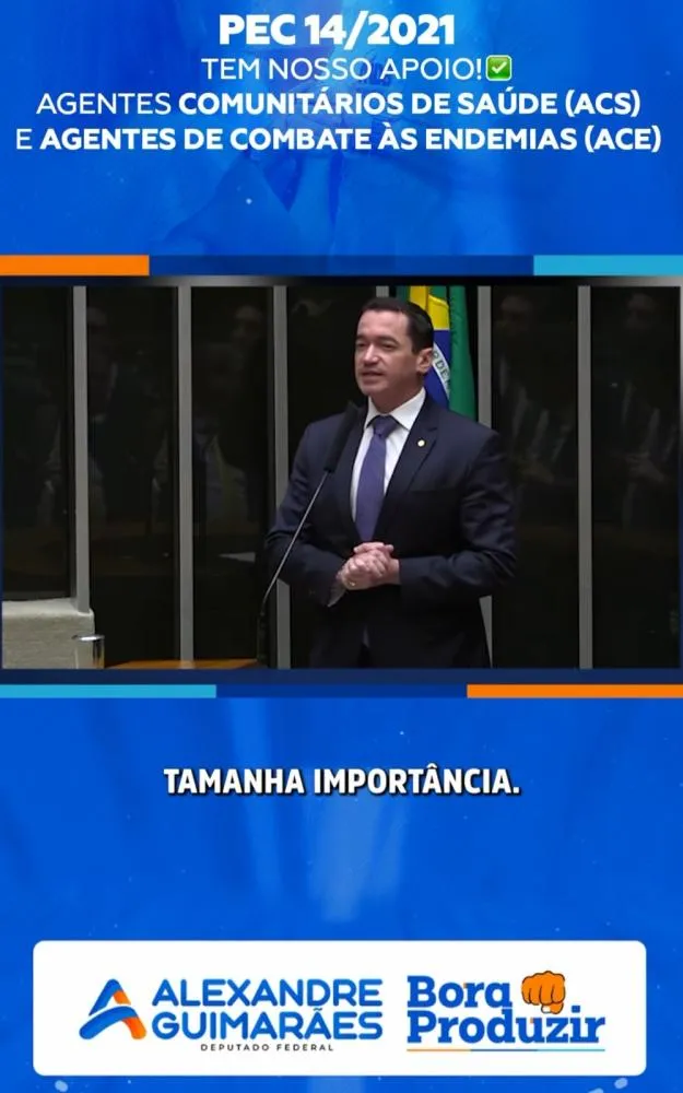Alexandre Guimarães defende celeridade na tramitação da PEC dos Agentes Comunitários de Saúde e de Endemias