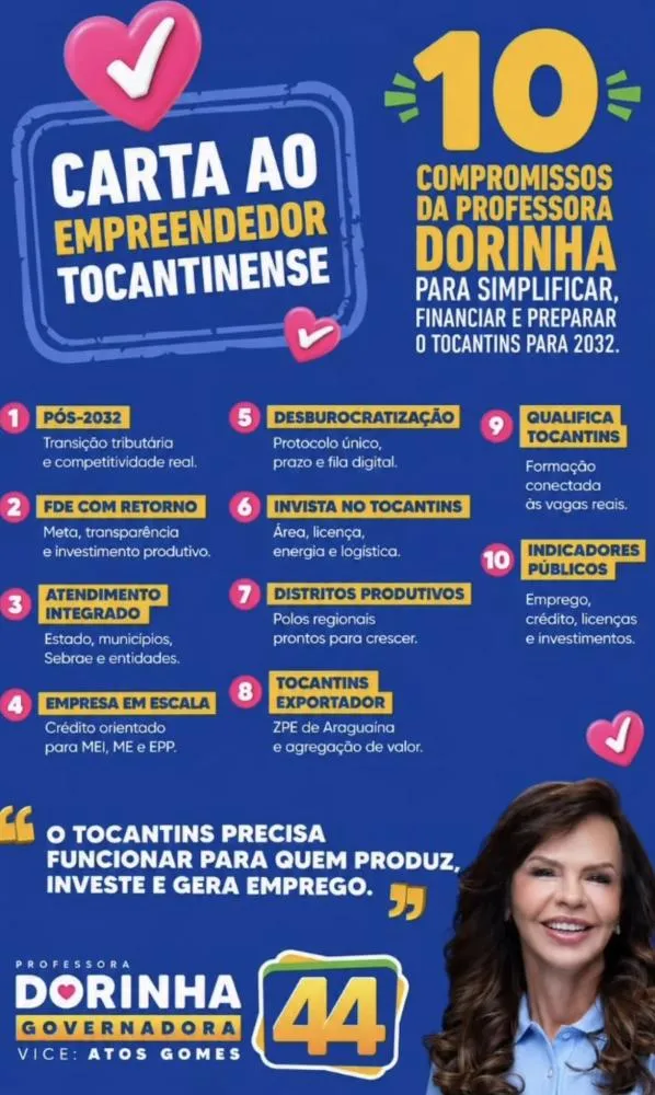 Dorinha apresenta dez compromissos para destravar a economia e apoiar quem empreende no Tocantins